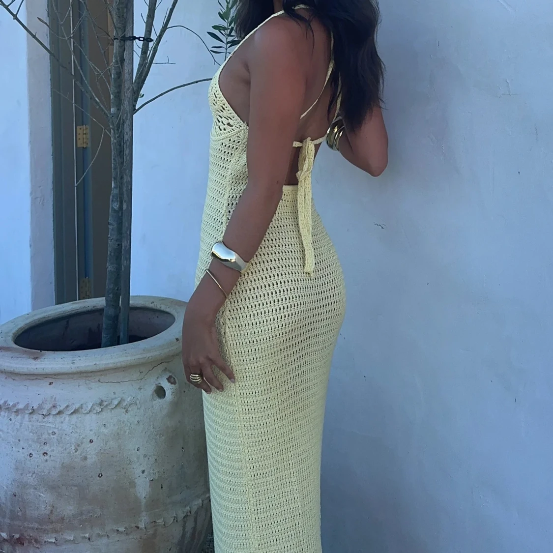 Meshki Monica Crochet virkad klänning gul   - 90