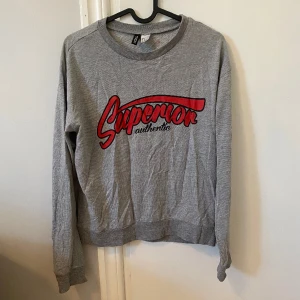 Tröja  - Grå Långarmad tröja med röd och svart text på bröstet, ganska tun och ett jätteskönt material🩶❤️🖤