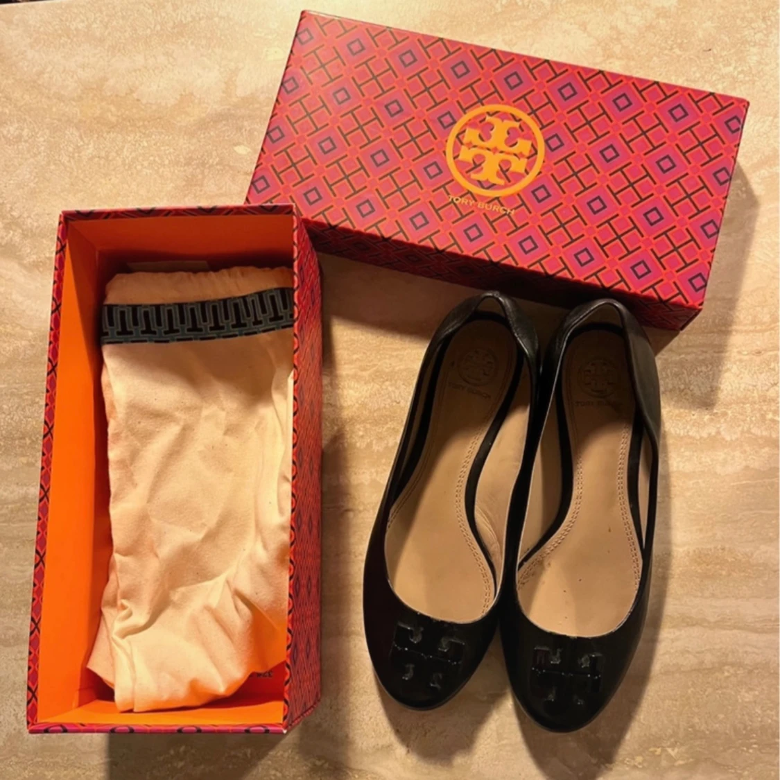 Tory Burch ballerina skor svarta, stl 37,5