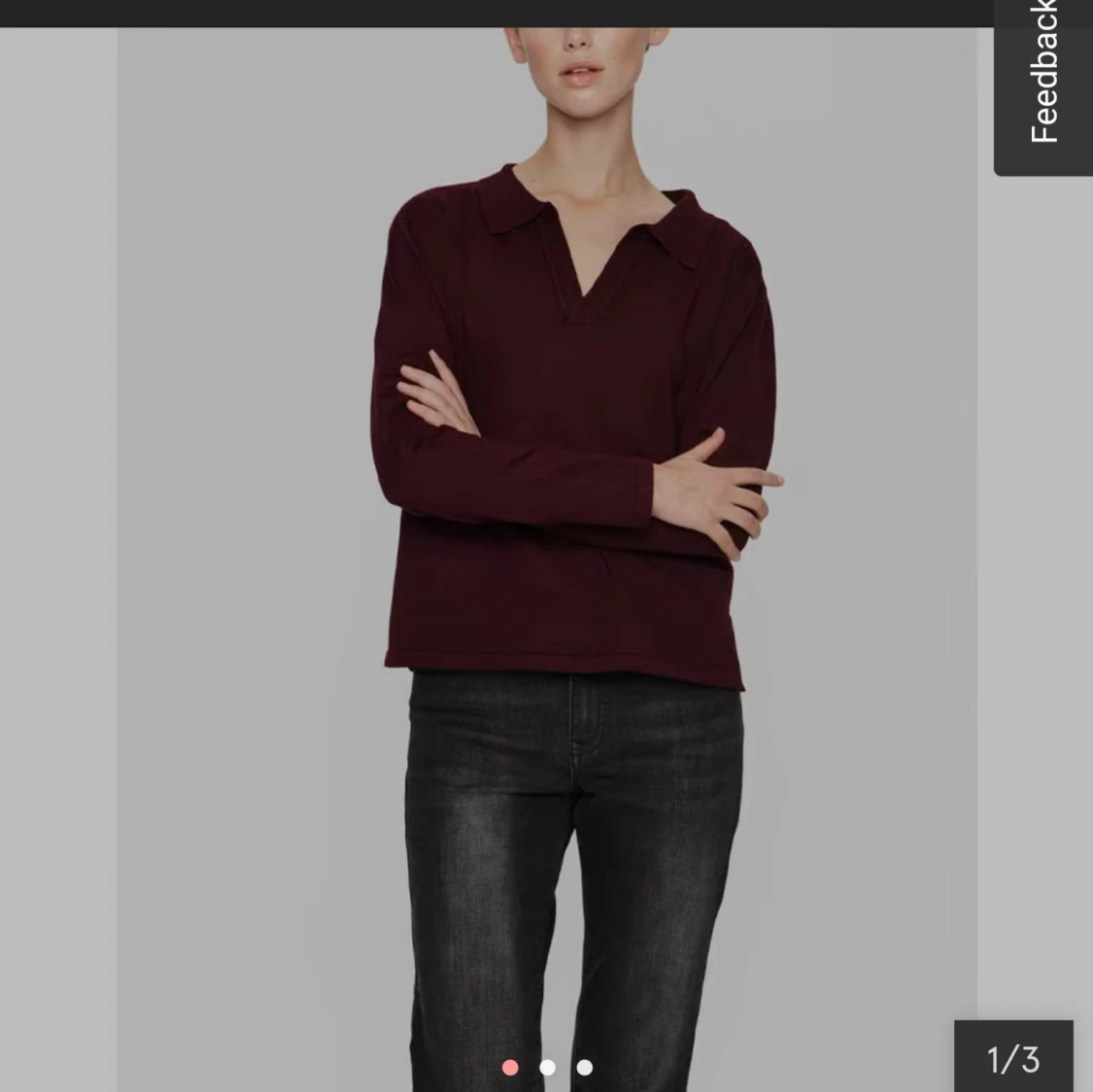 V ringad tröja i mörk lila/röd - saint tropez