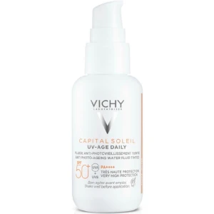 Vichy solkräm SPF50+ - Vichy Capital Soleil UV-Age Daily Tinted SPF50+ är en färgad daglig solkräm som passar dig med ljus till medelmörk hy. Den är använd en gång men passade inte min hy därav säljer jag den. 