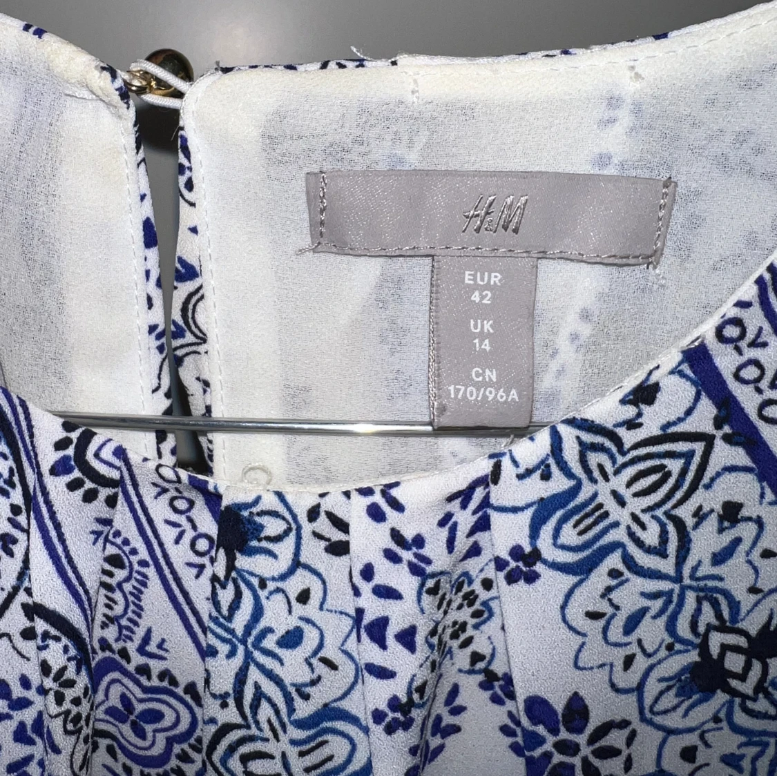 Klänning blå/vit - 92