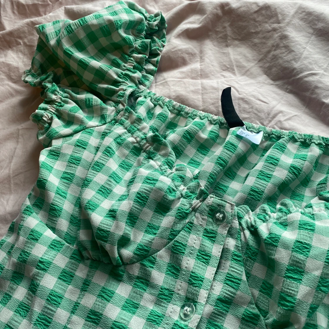 Grön rutig klänning  - 92