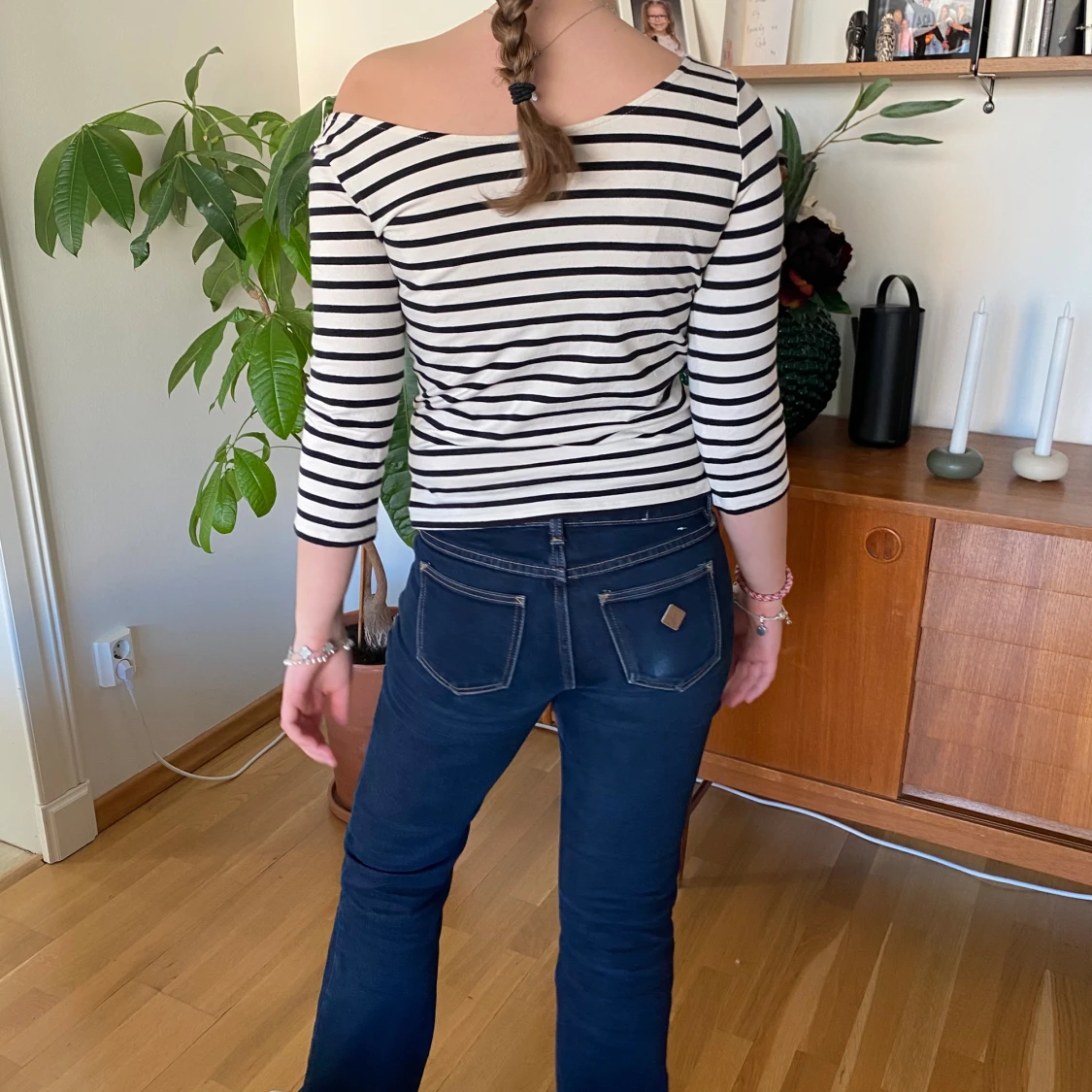 Randig trekvartsärmad tröja - 90