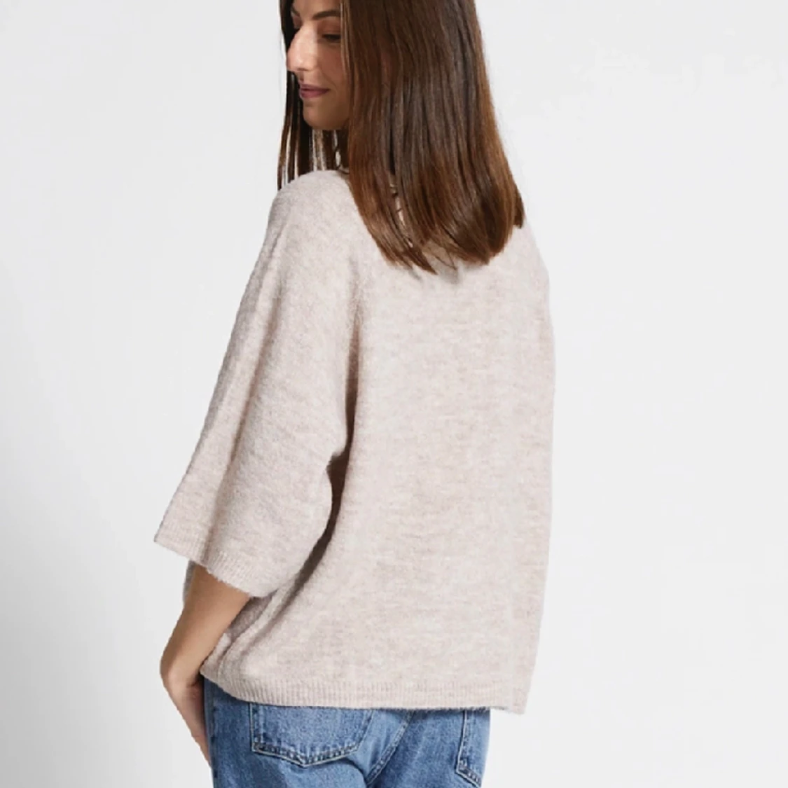 Trekvartsärmad stickad tröja - 90