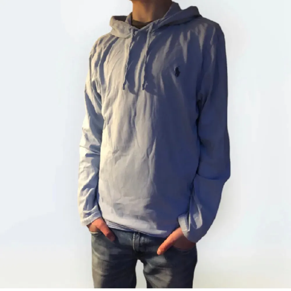 Snygg hoodie från Ralph Lauren 💫 Fint skick på tröjan förutom ett miniatyr hål på ryggen. Modellen på bilden är 173cm. Skriv vid frågor och funderingar!. Hoodies.