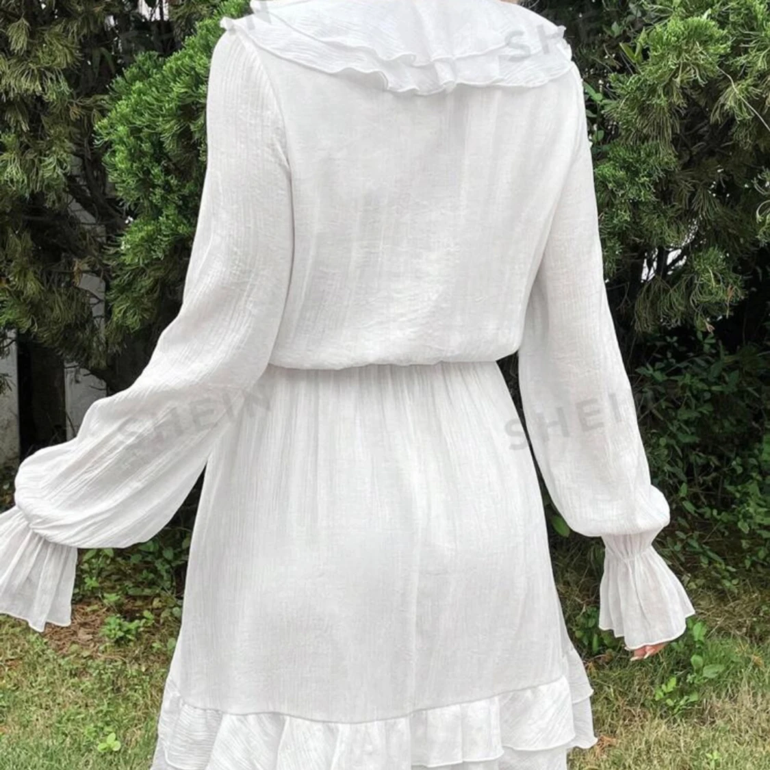 Vit långärmad klänning  - 90