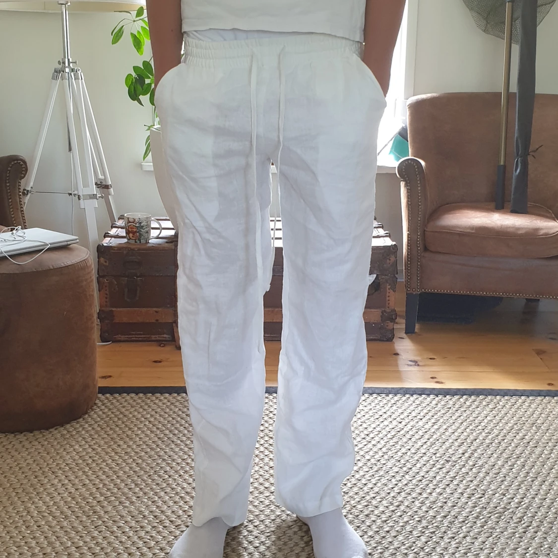 Linnebyxor vita. - 2