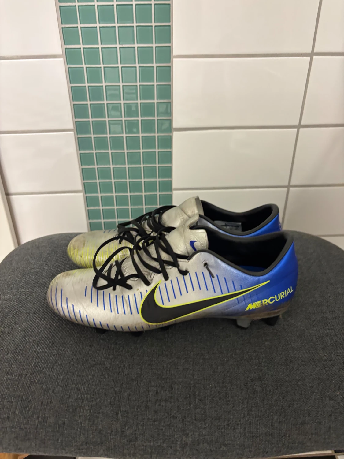 Nike Mercurial silver/blå fotbollsskor neymar