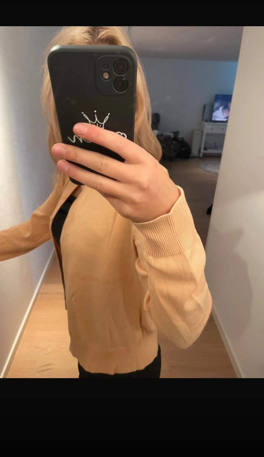 Aprikos stickad  kofta med knappar - 1