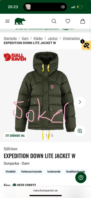 Fjällräven jacka - SÖKER!! Söker denna Fjällräven jacka i ”deep forest” storlek S, woman. 5000-6000kr?