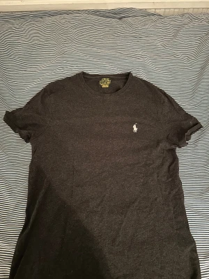 Svart t-shirt Polo Ralph Lauren - Svart t-shirt från Polo Ralph Lauren med klassisk rund hals och vit broderad logga på bröstet. Slim fit i modellen. Skicket är 10/10. Nypris: 600kr.  Storlek Xs.