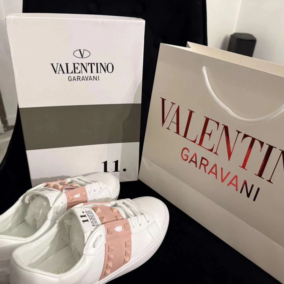 Valentino Rockstud sneakers vit/rosa - 4