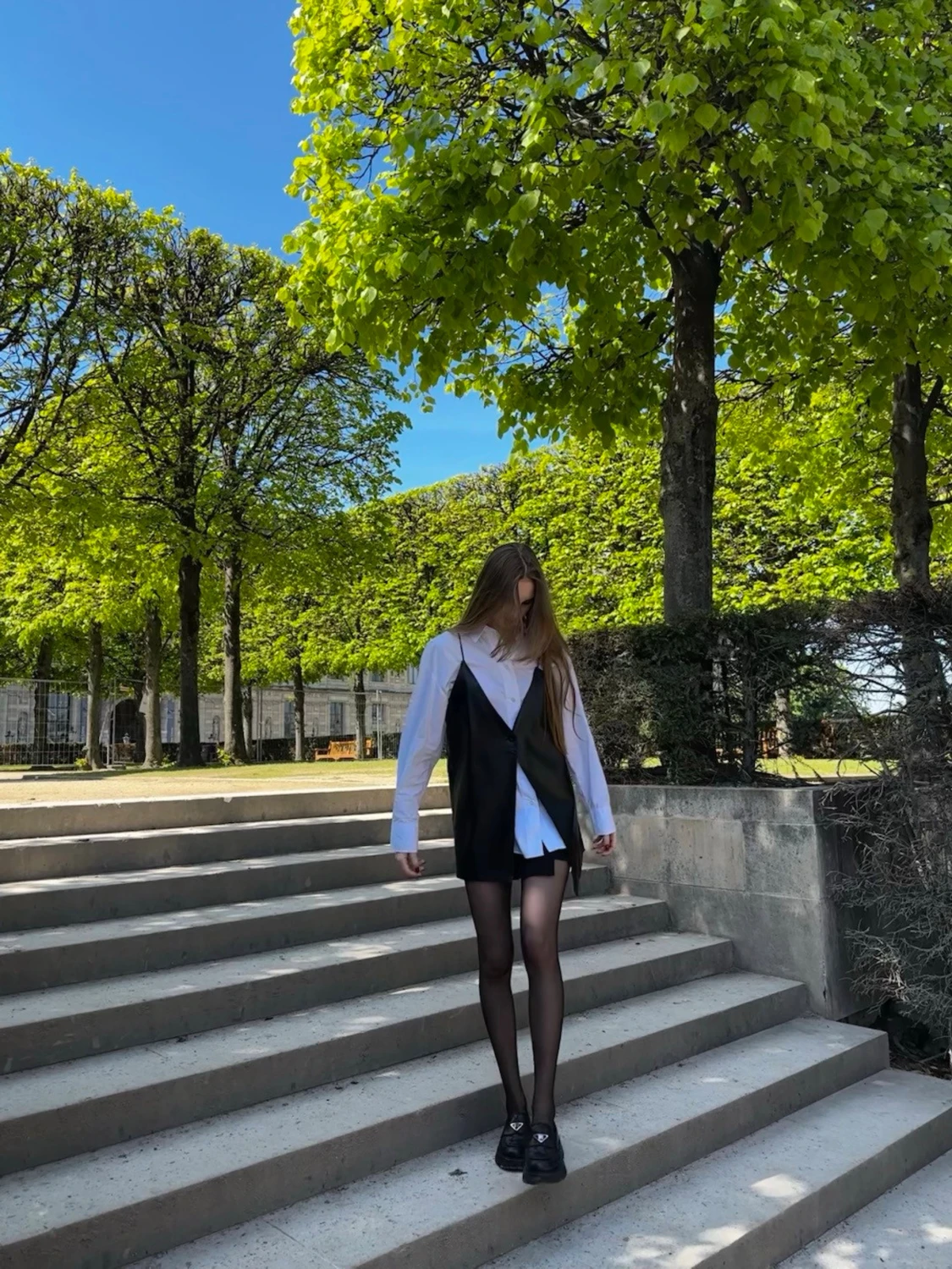 Svart skinn vest  - 1