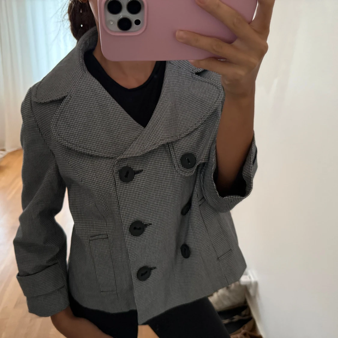 Grå rutig skepparkavaj - 1