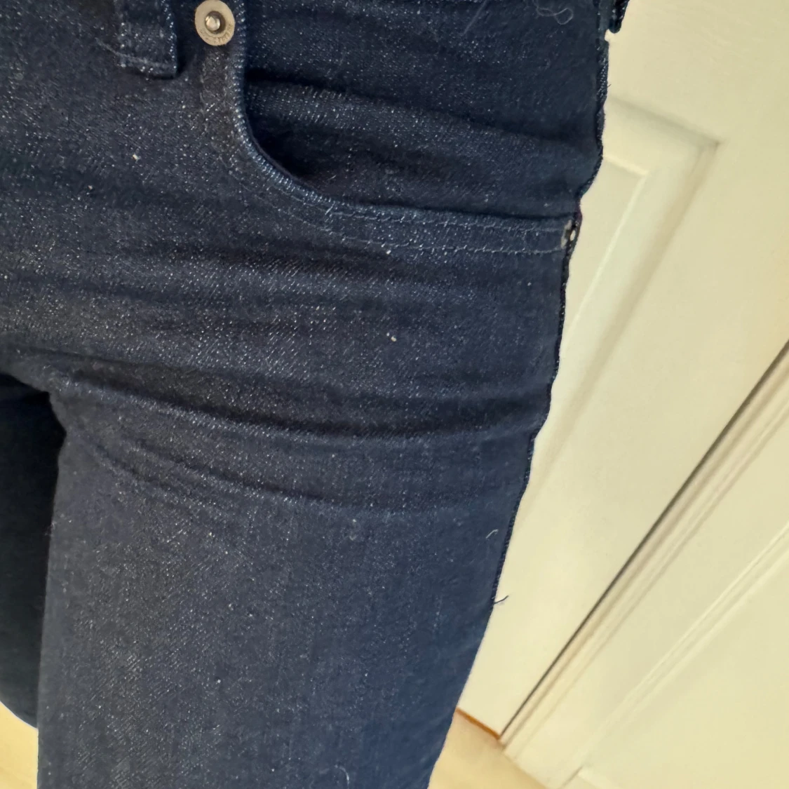 Mörkblå skinny jeans med låg midja - 3