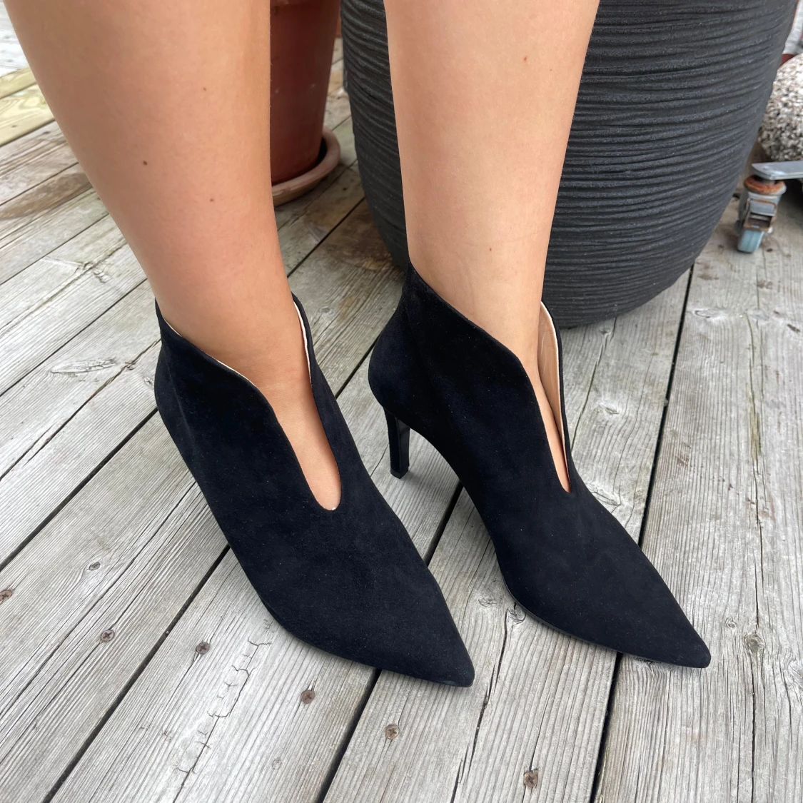 Svarta mocka stövletter med klack - 2