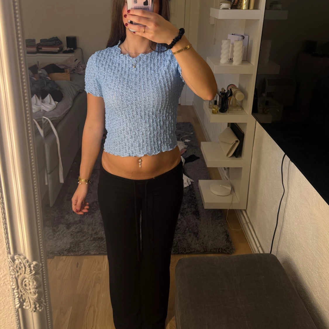 Ljusblå croppad  topp