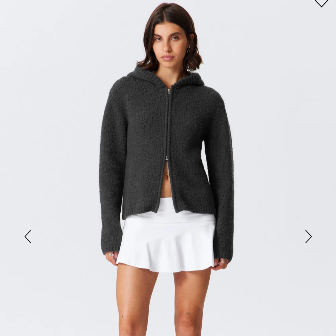 Mörkgrå stickad zip-hoodie Weekday - 1