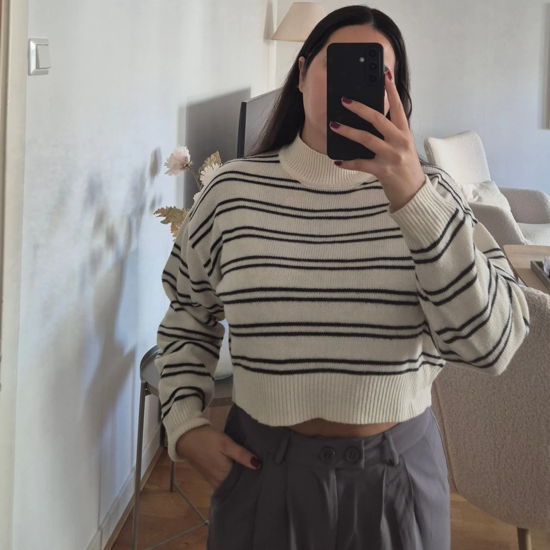 Randig stickad tröja