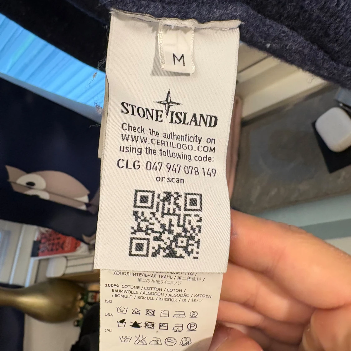 Mörkblå stickad Stone Island zipper - 4