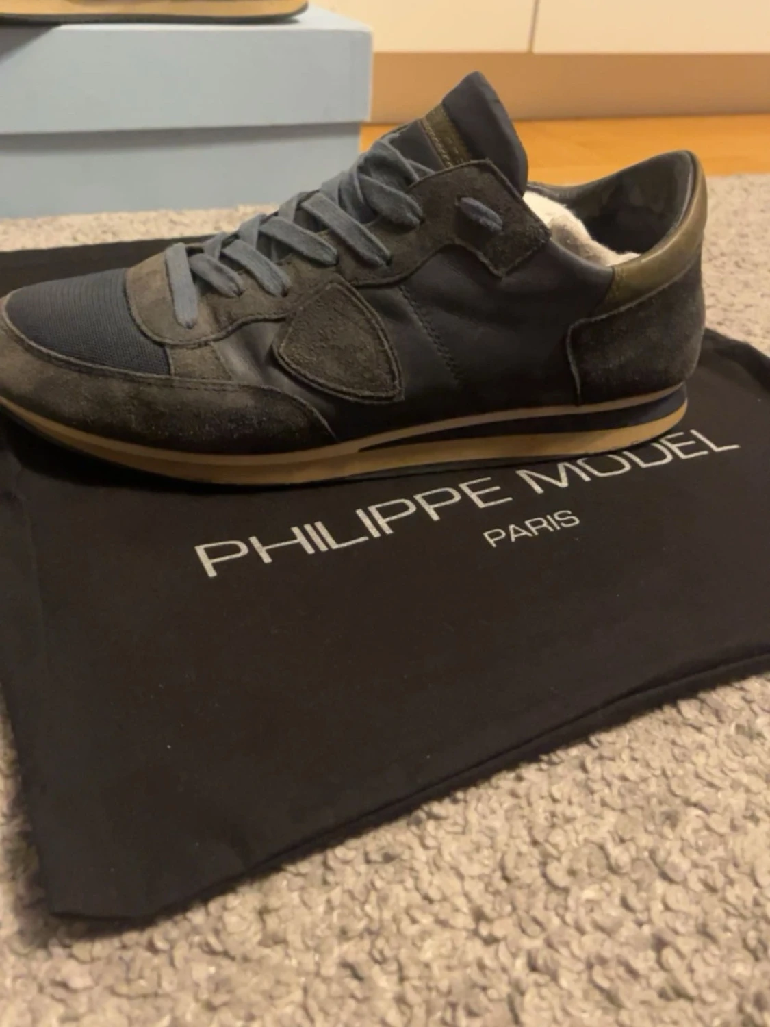 Philippe Model blå sneakers mocka & skinn - 3