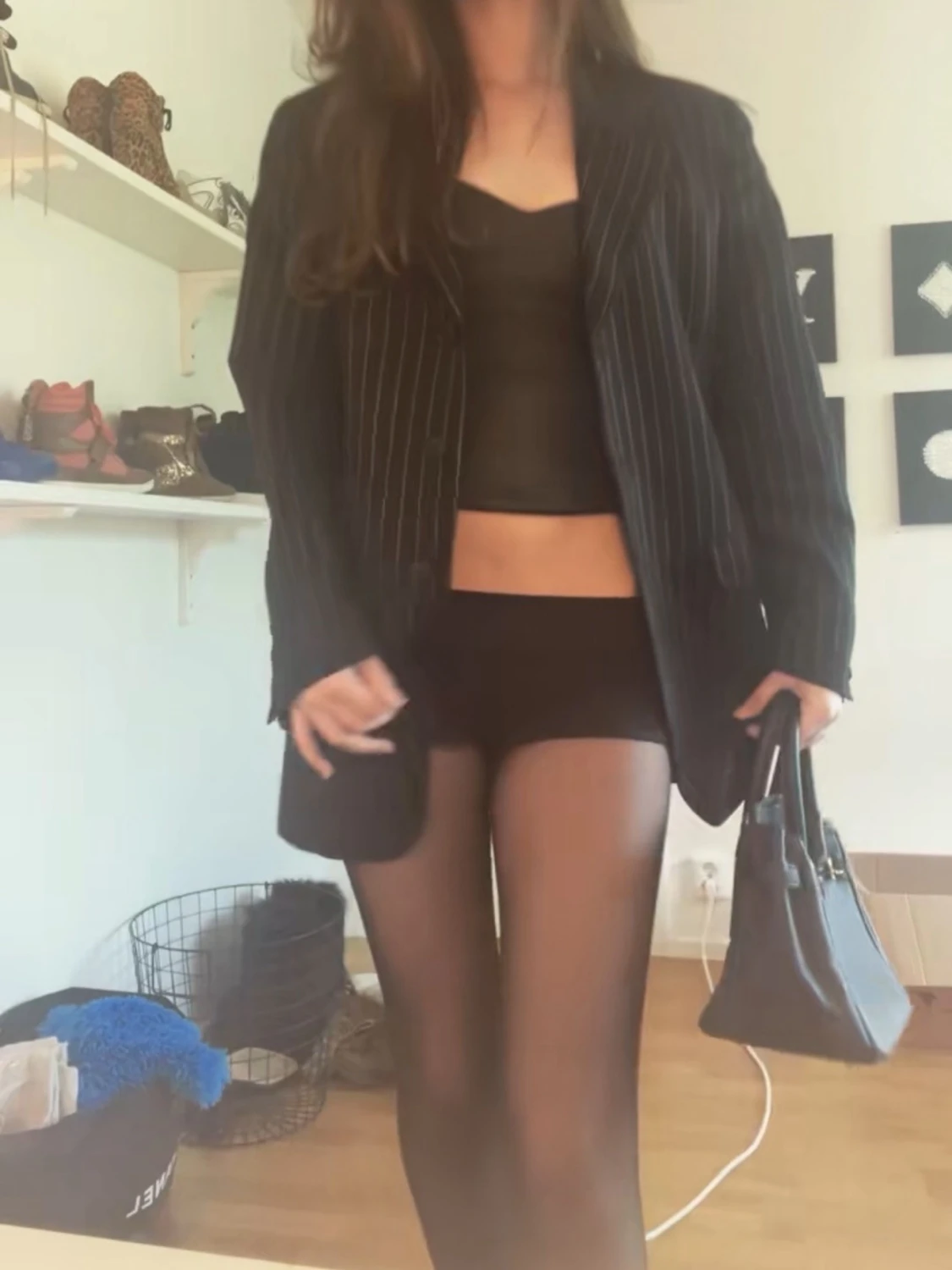 Svart randig kavaj från IMITZ - 4