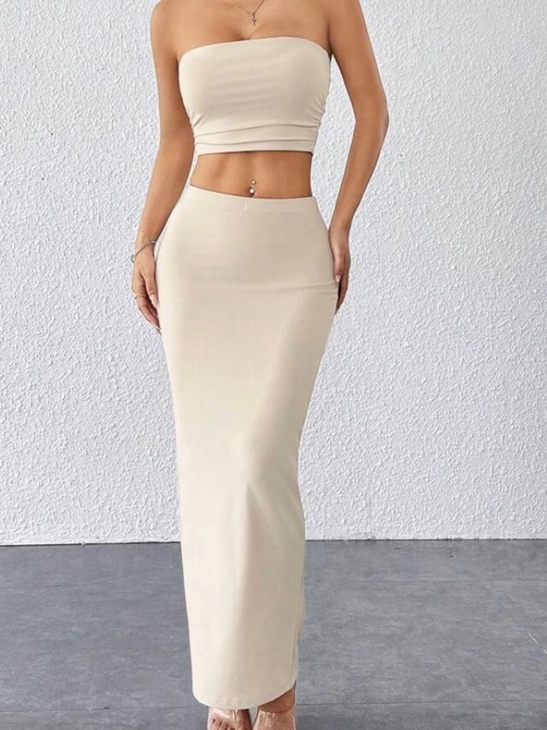 Beige bandeau tubtopp