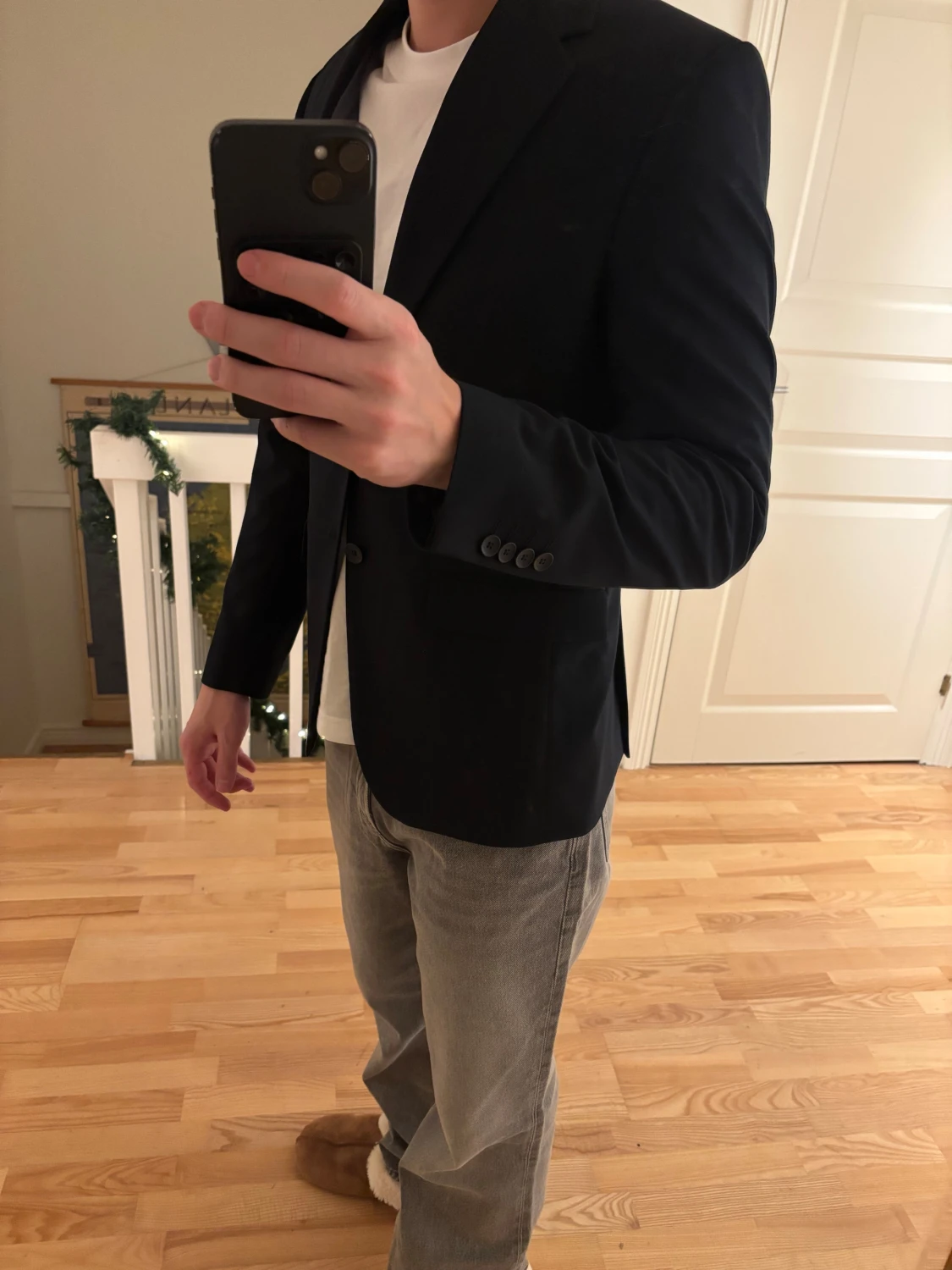 Svart kavaj med klassisk passform - 2