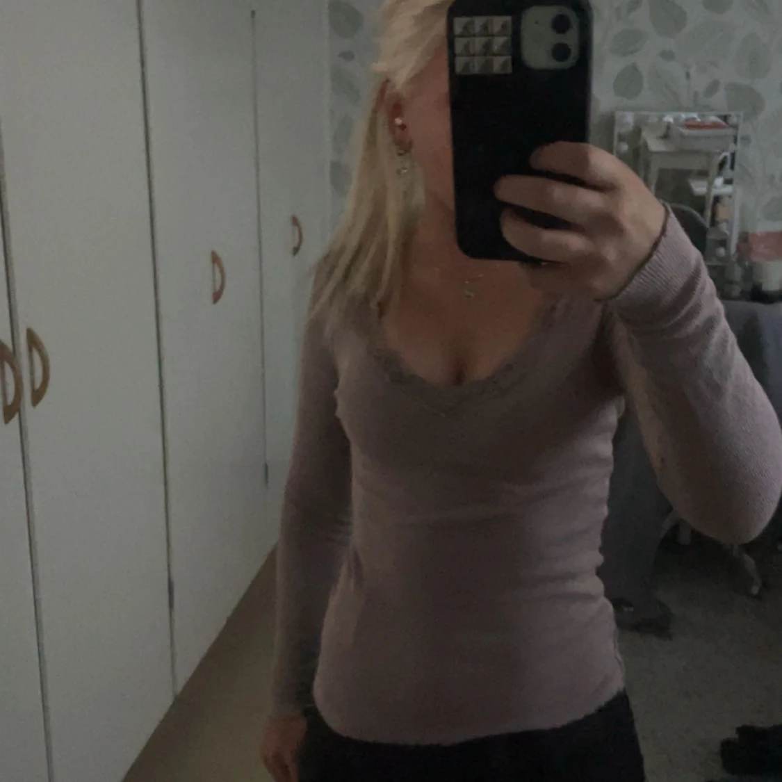 Beige ribbad långärmad topp Amisu