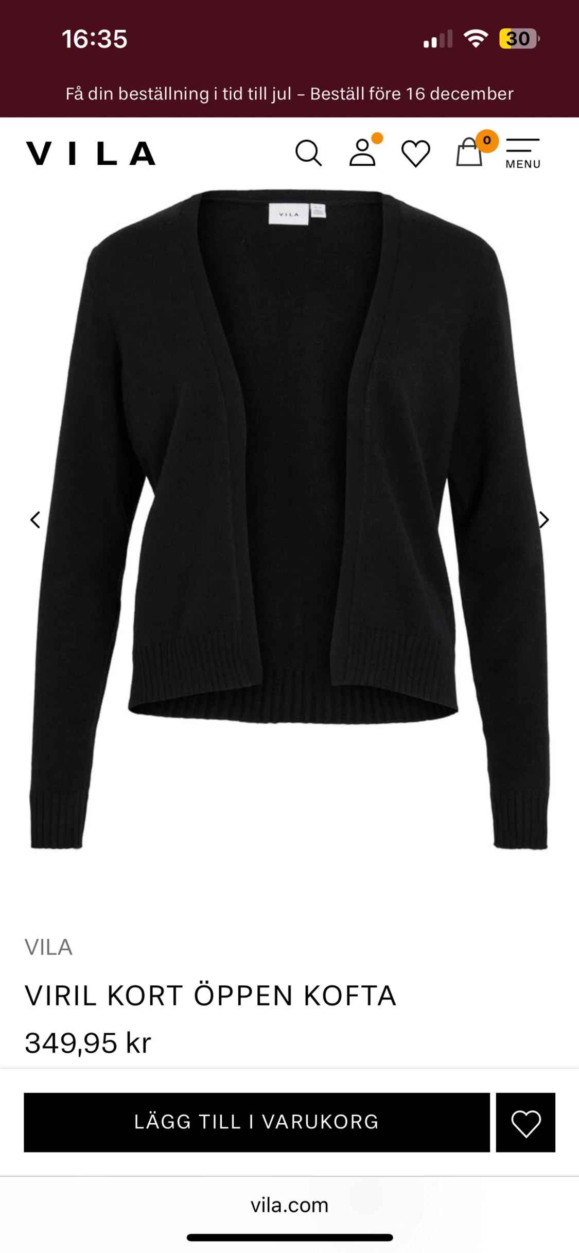 Svart öppen kofta från VILA - 2