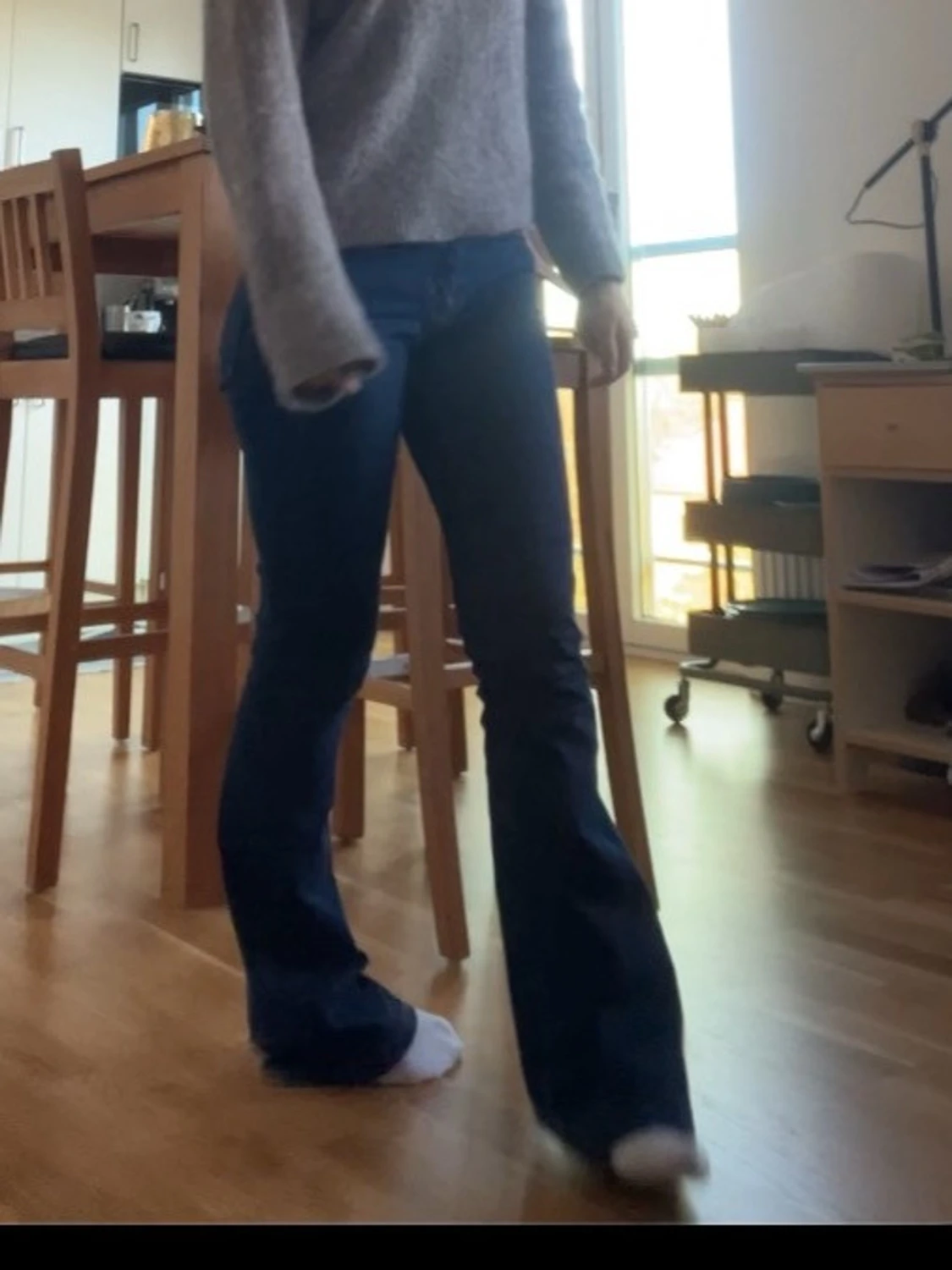 Mörkblå bootcut jeans - 3