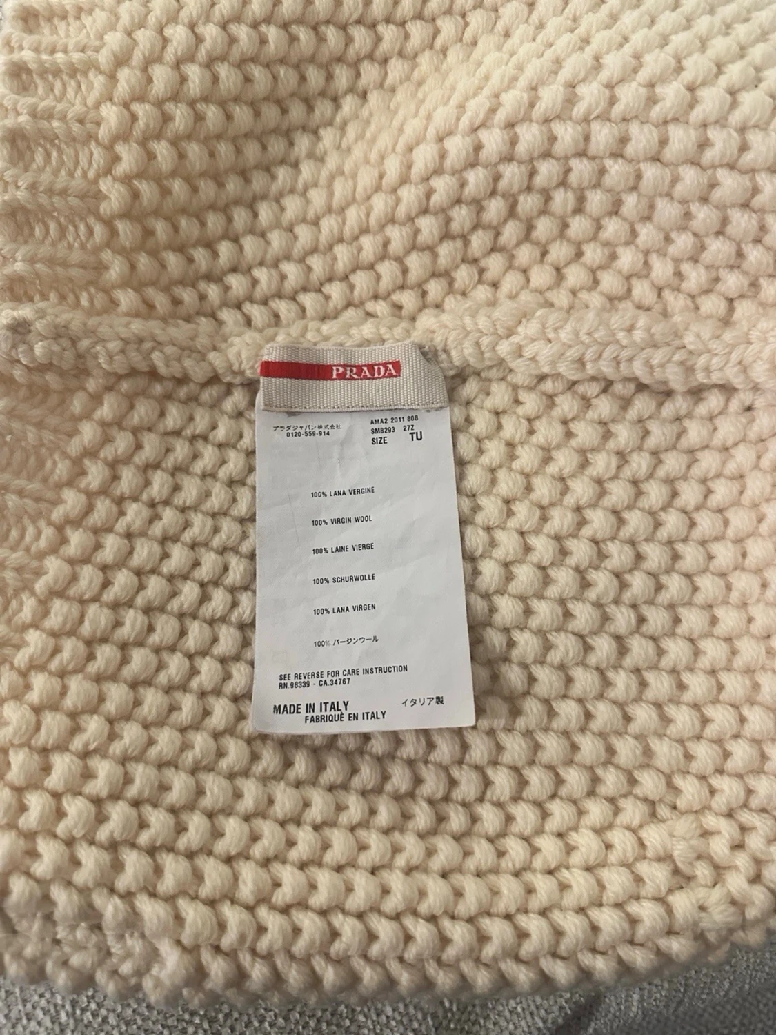 Prada stickad beige ull mössa - 5