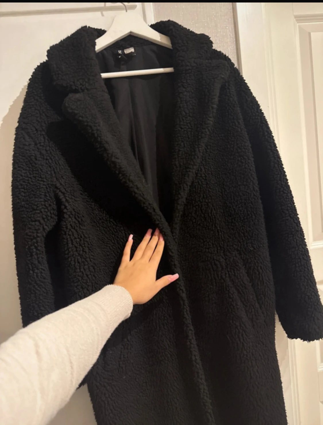 Svart lång teddykappa från H&M - 3