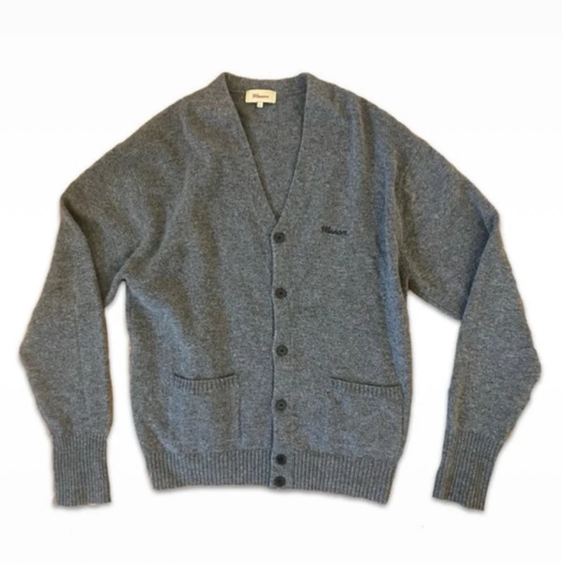 grå Manors Golf 100% ull cardigan med knappar och fickor - 6