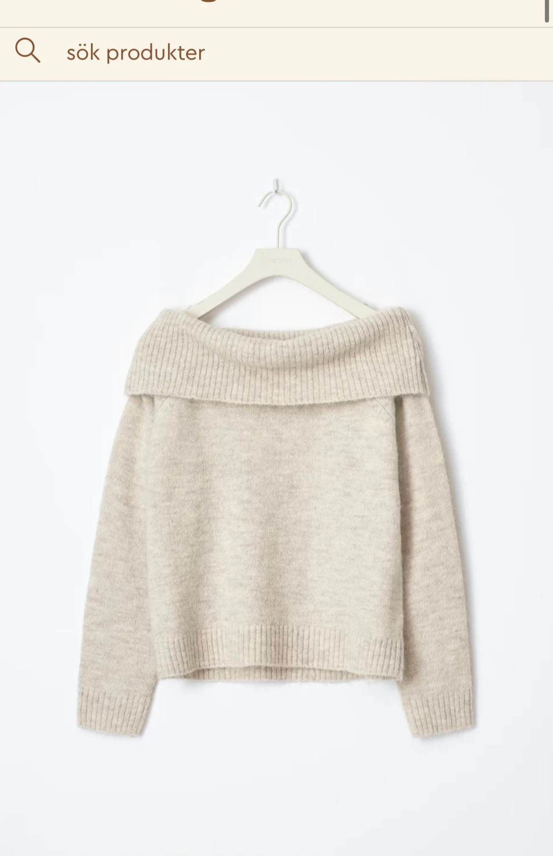 Beige offshoulder stickad tröja - 1