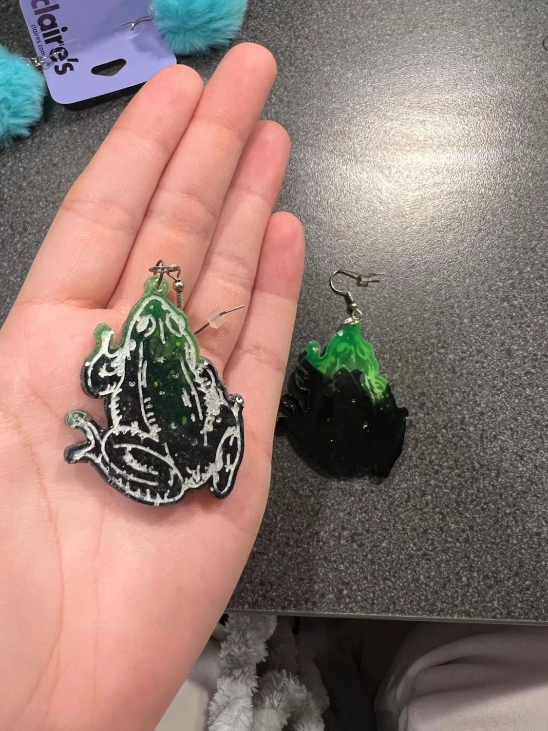 Grön svarta grod örhängen - 2