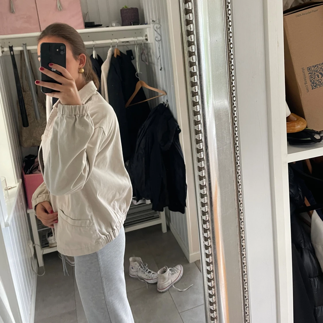 Beige overshirt med knappar - 1