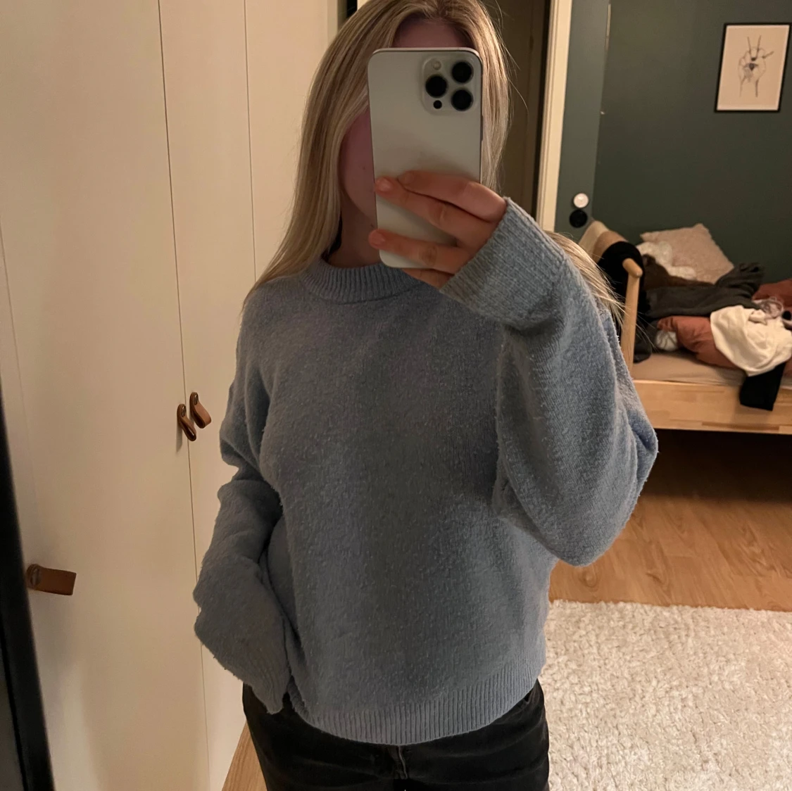 Ljusblå stickad tröja från H&M - 1