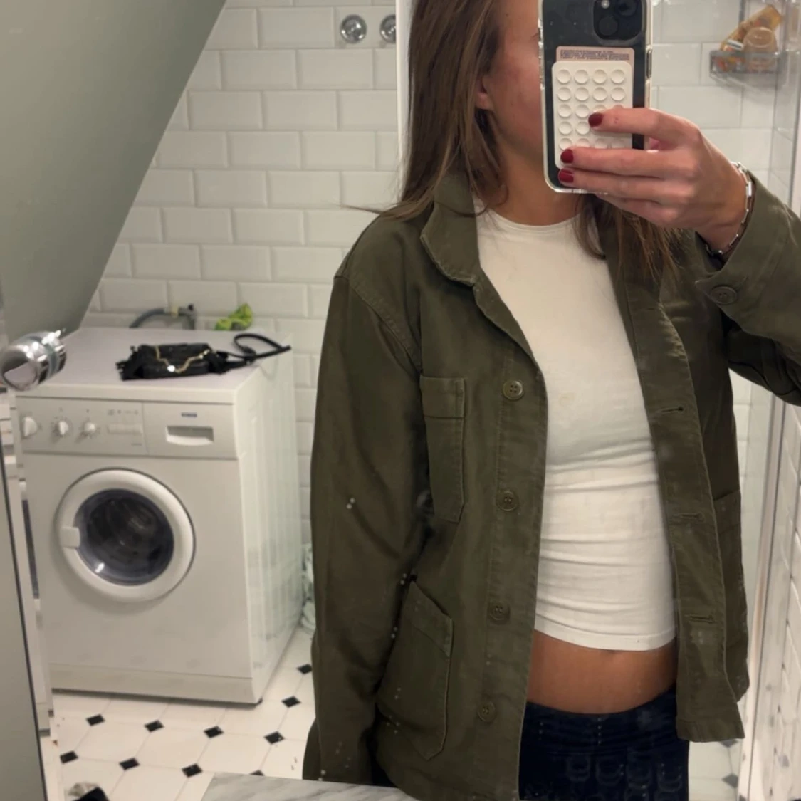 Olivgrön overshirt från Le Mont St Michel