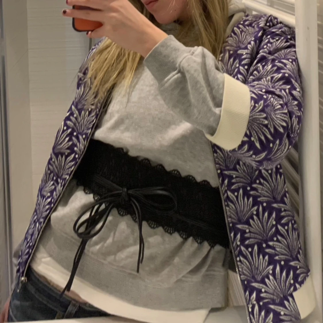 Trekvarts jacka med mönster