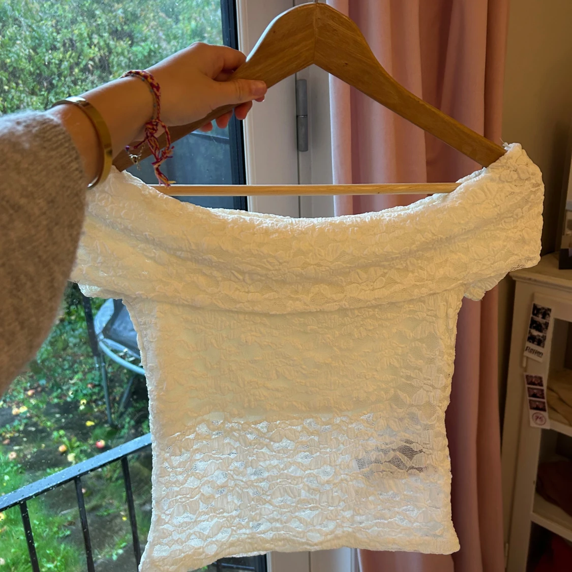 Vit offshoulder spets tubtopp - 1