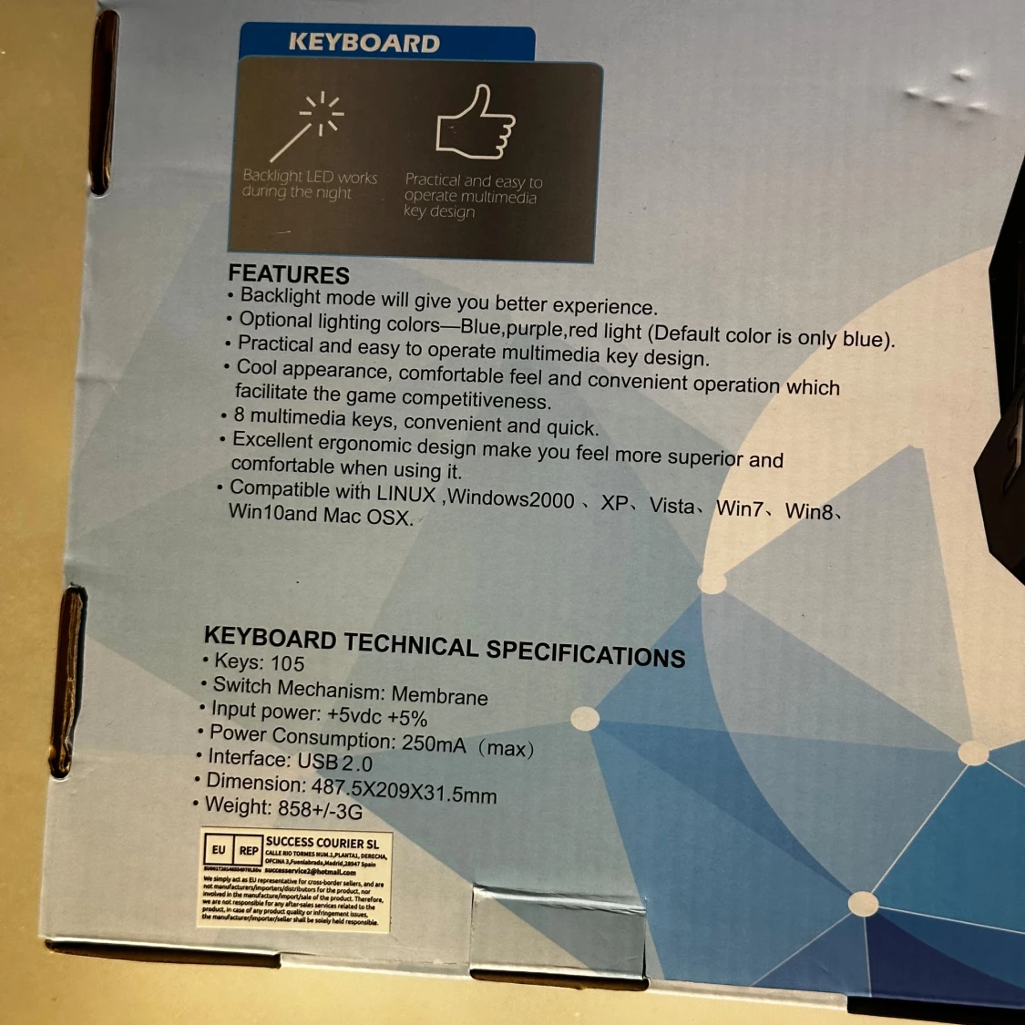 aLLreLi tyskt Backlit Gaming Keyboard - 3