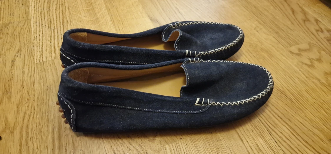 Mörkblå mocka loafers Made in Italy - 1