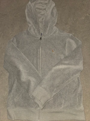 Grå hoodie från Polo Ralph Lauren - Snygg grå hoodie från Polo Ralph Lauren med broderad logga på bröstet. Tröjan har huva, dragkedja framtill och praktiska fickor. Tillverkad i mjuk bomull och har ribbade muddar vid ärmslut och nederkant. Perfekt för chill dagar.