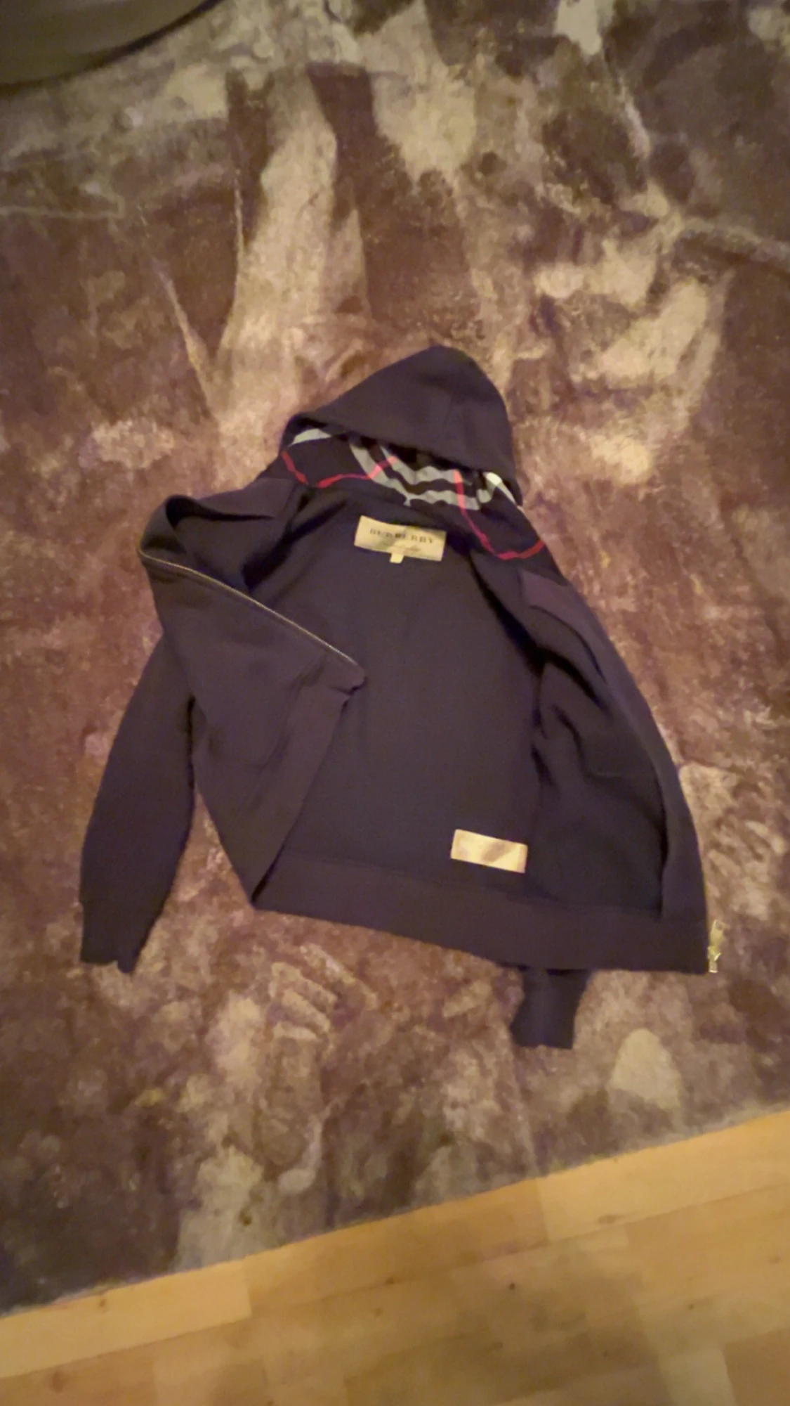 Mörkblå Burberry hoodie med dragkedja - 3