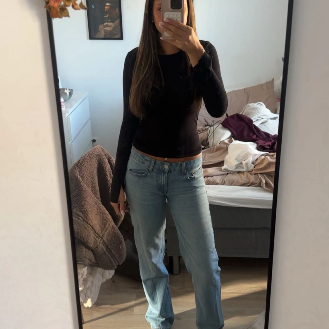 Ljusblå raka jeans med låg midja - 3