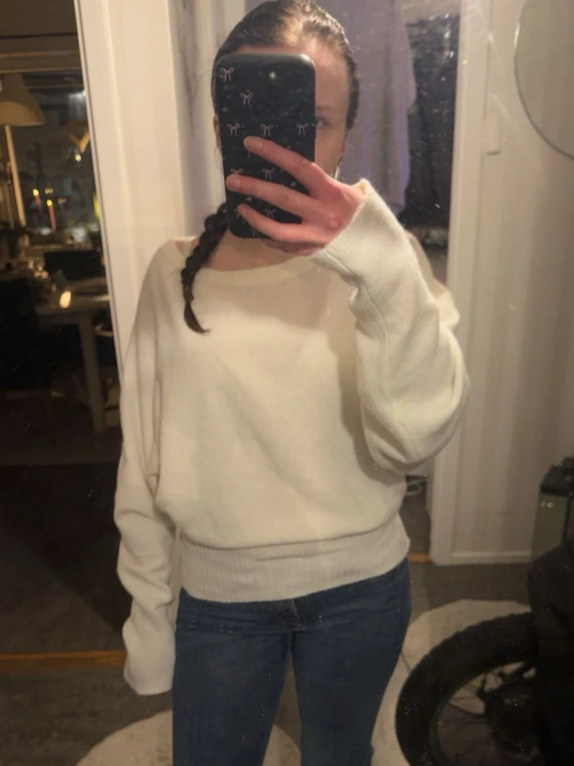 Vit oversized stickad tröja - 2