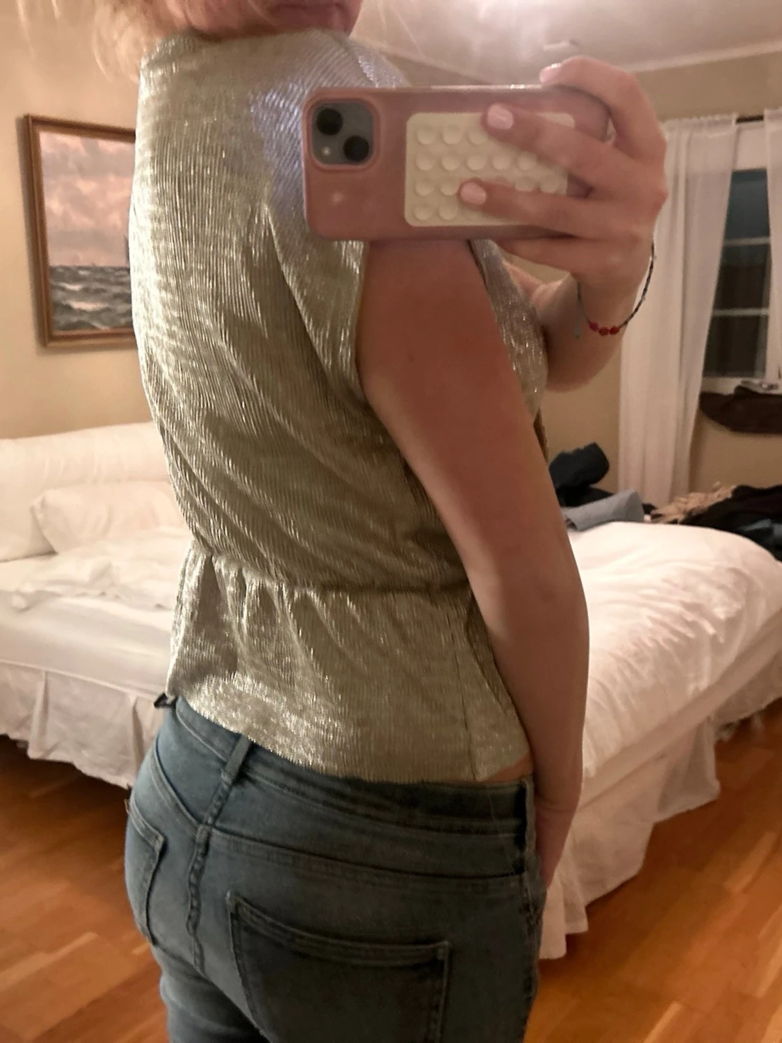 Glittrig omlottopp i silver - 1