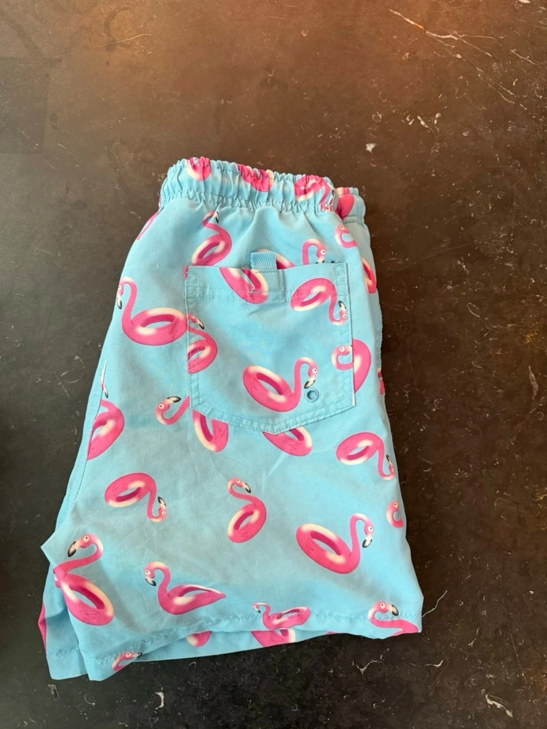 Blå badbyxor med rosa flamingos - 1